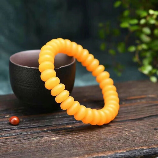 Chengyuanxiang CREORISETIN natural raw mineral old beeswax cake abacus bead bracelet Russian material bracelet red beeswax genuine fluorescent floating salt water amber old red wax 14mm