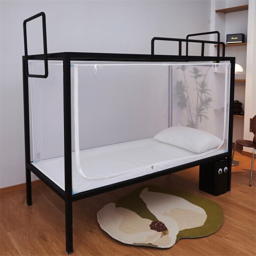 Yuanjiani mosquito net student dormitory special upper bunk and lower bunk universal bracket sitting on the bed dormitory single bed and lower bed transparent curtain gauze student mosquito net white color + bracket complete set 0.9. meter upper bunk three doors