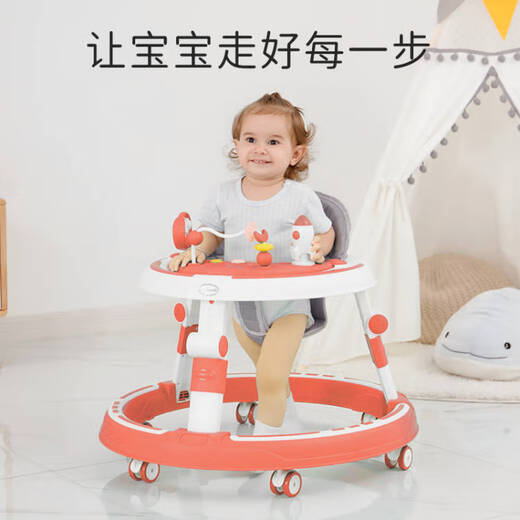 亨赞婴儿学步车小孩学走路的车大底盘男女孩宝宝儿童6-18个月可坐推 樱花粉-标准款_大底盘