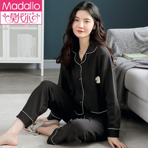 
Modal spring and autumn women's pajamas pure cotton long sleeve middle-aged and young two-piece set simple winter cotton home clothing set women's summer 12806# M