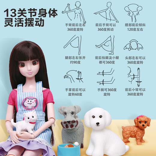 安丽莉儿童玩具女孩芭娃娃过家家换装洋娃娃宠物店套装生日儿童节礼物