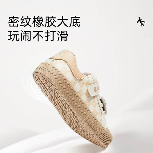 Terranis children's shoes spring new style Baotou anti-kick baby girl kindergarten indoor shoes non-slip soft bottom bear children's canvas shoes white/apricot 24 inner length 15.5cm suitable for feet 14.5