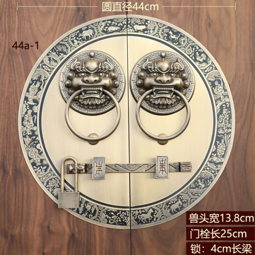 Jingsuo antique door lock handle hand-style copper door knocker villa courtyard wooden door bolt latch handle 35cmA style-3