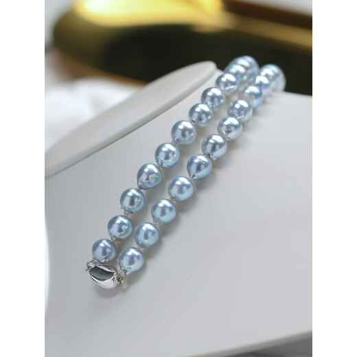 Xuan Song Musi Natural Akoya Seawater Baroque Pearl Necklace Irregular Silver Blue True Multi-linen Necklace Clavicle Chain 40cm