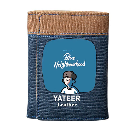 Yupinjia Wallet Men's Short Men's Wallet Canvas Card Holder Wallet Multifunctional Christmas and Chinese Valentine's Day Gift for College Students Troye Sivan Checkered (Blue)