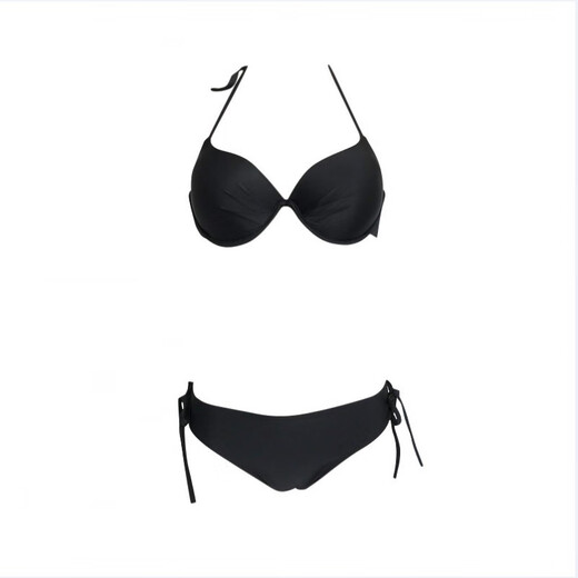 Sexy bikini swimsuit for women Korean split three-point sexy ins triangle bikini push up breast model black L