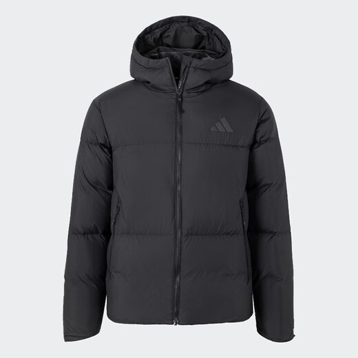 阿迪达斯 （adidas）羽绒服男装2025冬季新款运动服舒适保暖连帽时尚百搭休闲夹克外套 JV6187黑色 XL