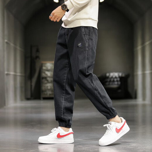 Fandi Fashion M-8XL Overalls Men's Extra Large Size Fat Jeans Loose Large Leg Harem Pants Plus Fat Plus Size Men's Trousers KN983 Black 7XL Recommended 220-240Jin Jin is equal to 0.5 kg