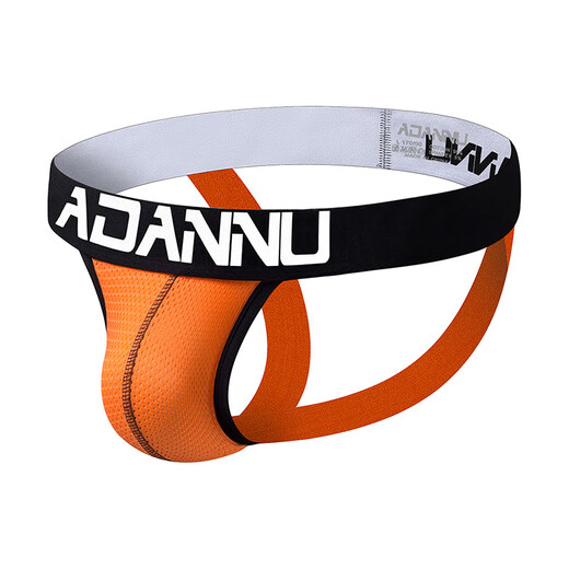 ADANNU new men's sexy underwear personalized thong low waist sexy double thong mesh white M