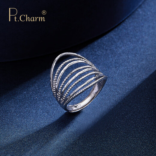 Pt.Charm new product pt950 platinum ring women's wedding platinum ring women's platinum ring for girlfriend's birthday gift live female ring 5.8-5.9 g ready stock