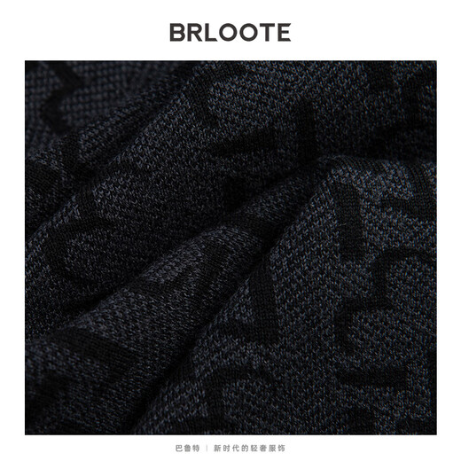 
Brloote Wool Cardigan Men's Business Fashion Jacquard All-Match Knitted Sweater Autumn and Winter Black 165/88A