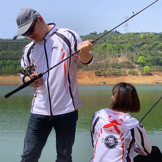 Fishing King fishing sun protection clothing men's summer ice silk breathable sun protection quick-drying new anti-mosquito outdoor sports fishing clothing 001 white sun protection clothing with pockets XL recommended 135-155 Jin Jin equals 0.5 kg