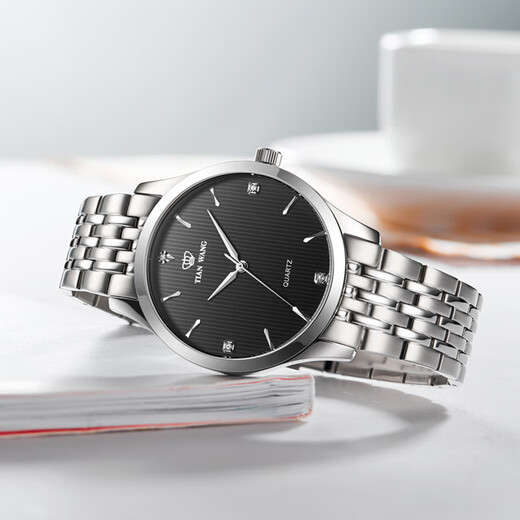 
TIAN WANG Gift Canghai Series Couple Steel Band Quartz Watch Men's Business Ladies Casual Simple Watch 3887 Black Steel Band Men's Watch-3798