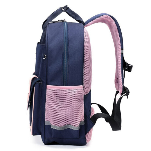 VnineCity Hong Kong Ninth Castle primary school student school bag girl 1-3-6 grade backpack burden reduction large capacity portable shoulder children's school bag CS0BV3985C blue with pink