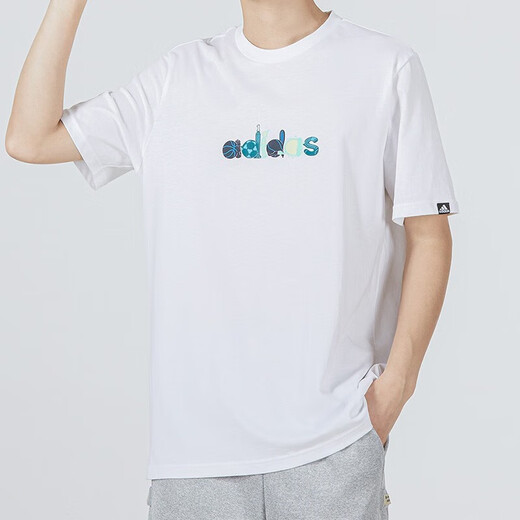 Adidas Herrenkleidung 2025 Sommer Neues Sportbekleidungstraining schnell trocknend Casual Round Neck Kurzärärmelte T-Shirt HE4839 White XL