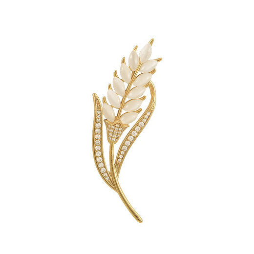 Idel Wheat Ear Brooch Women's High-end Exquisite Coat Sweater Pin Accessory New Temperament Corsage Birthday Gift for Wife Wheat Ear Cat's Eye Brooch XZ0452
