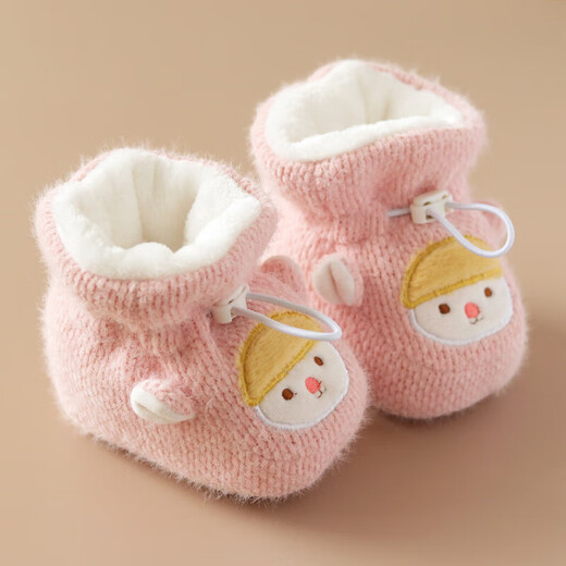 Ruiyang baby shoes winter baby foot protection shoes newborn shoes plus velvet prevent falling off 12 months shoe cover autumn and winter yellow meatballs 10cm inside length Reference 0-5 months
