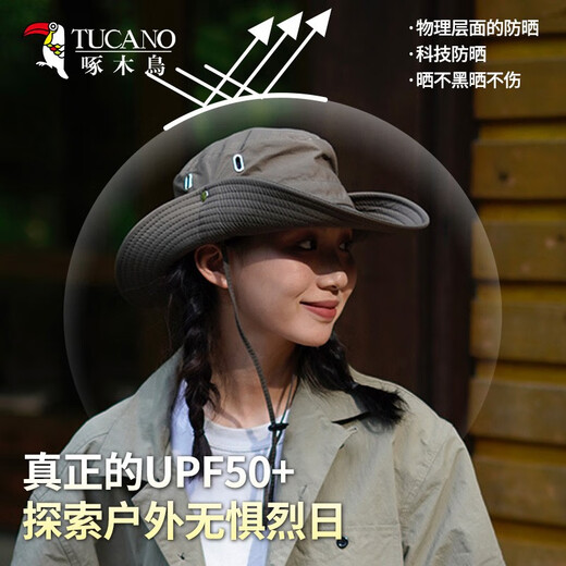 Woodpecker (TUCANO) Fisherman Hat Women's Sun Hat Summer Outdoor UV Travel Mountaineering Fishing Hat Western Cowboy Hat Men Black