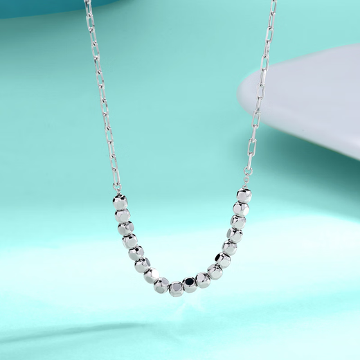 Yuan Shengfu's new PT950 exquisite shiny small sugar cube platinum necklace, fashionable platinum chain clavicle chain, 5.68 grams, adjustable length 41-43cm