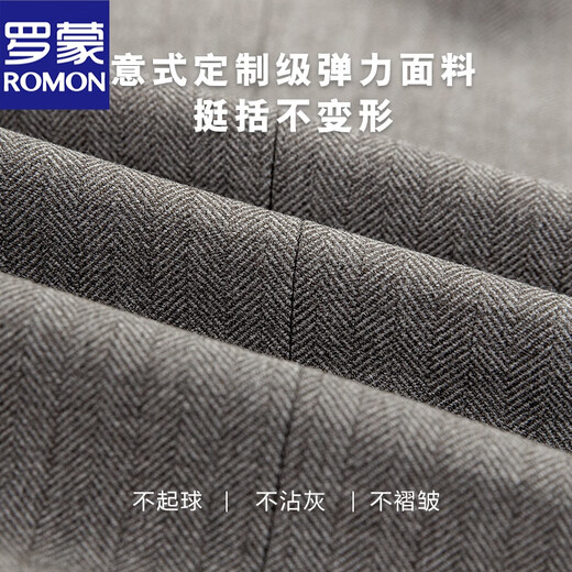 ROMON haute couture suit men's slim and handsome groom's dress formal British style suit three-piece suit black gray two-piece suit 2XL