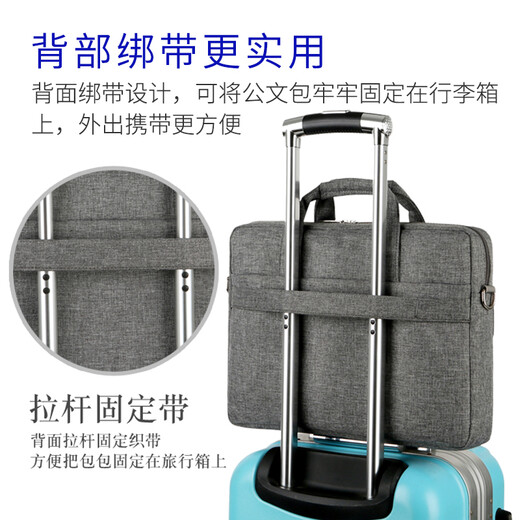 BEDOME 9902 Moidure à main, sac de rangement d'informations en tissu, sac à comparer oblique, grande capacité multicouche, sac à fermeture éclair, sac de service de bureau étanche, personnalisation, gris foncé (taille: 400 * 280 * 70 mm)
