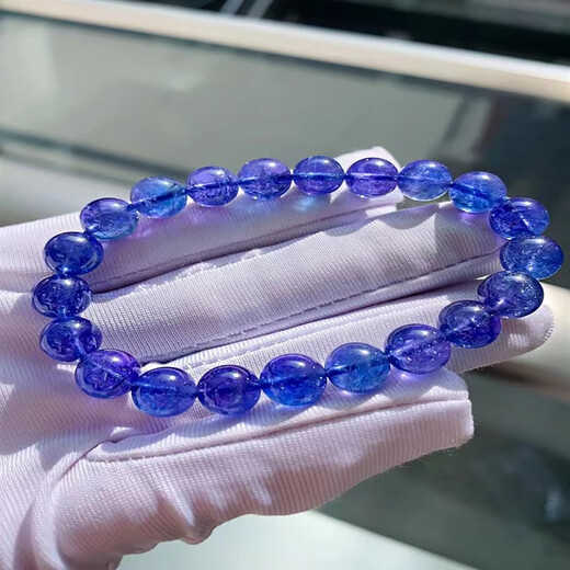 Fengxi Natural Faceted Tanzanite Bracelet Women's Tanzanite Sapphire Bracelet Pendant Necklace Blue Crystal Round Jewelry Boutique 8mm with Certificate