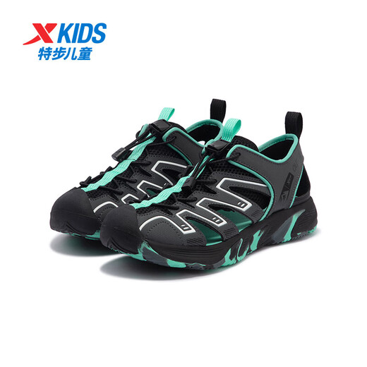 Xtep children's sports and leisure shoes for middle and large children boys and girls sandals summer new Baotou sandals beach shoes black/charcoal gray 34