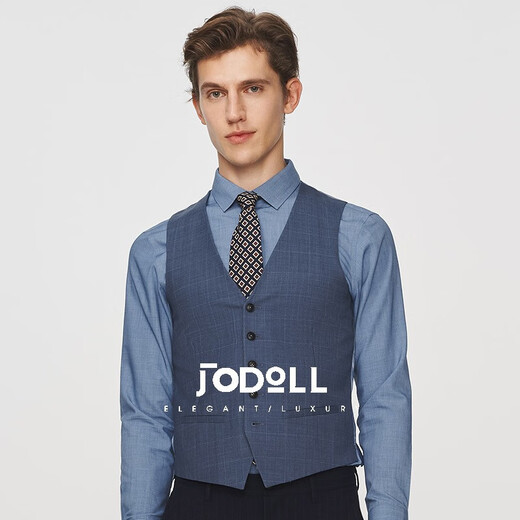 JODOLL乔顿男士西装马甲背心结婚礼服职业商务正装伴郎服兄弟装 蓝色 L （50A）