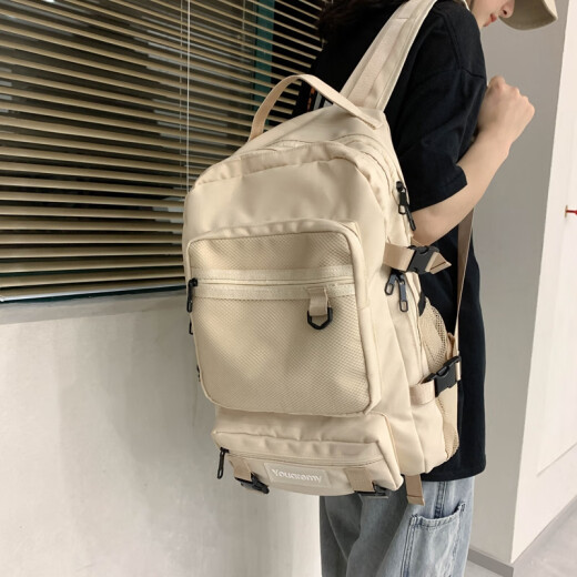 Tang Yu Japanese style ins Korean workwear schoolbag female high school student Korean version Harajuku college style waterproof large capacity junior high school student backpack male trendy college student computer bag travel backpack beige