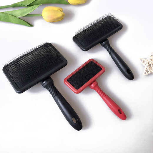 DELIGHT (DELIGHT) Maleficent pet needle comb cat and dog comb, hair-pulling comb, Teddy knotting comb, Bichon fluffy special comb Maleficent - (hard needle) - size M - pink