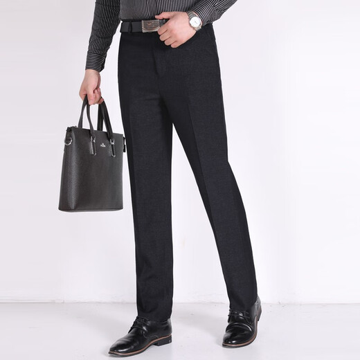 
Liangxin Eslite trousers men's autumn and winter thick style, no ironing, anti-wrinkle drooping casual suit pants middle-aged and elderly high waist loose straight trousers 687 dark gray without folding style 36 waist 2 feet 8