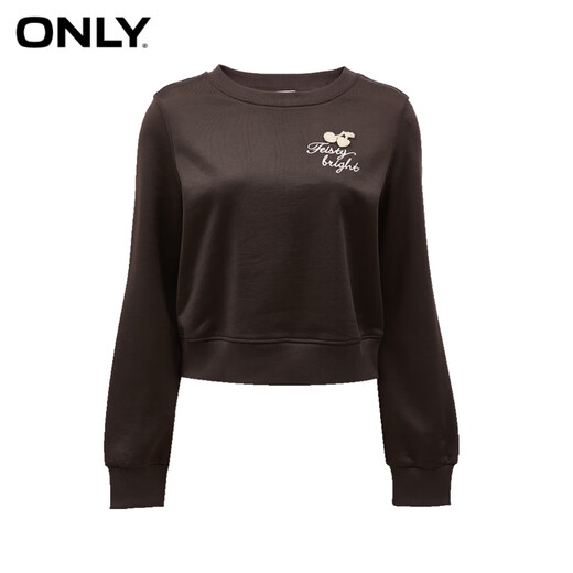 Nur modische vielseitige Buchstaben losen kurzer runder Hals Langarm Sweatshirt für Frauen 12349S033 E11 Dark Night Black After Dark S (160) 80A