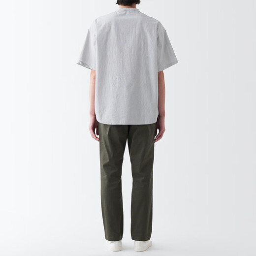 无印良品（MUJI）男式 凉感 亨利领 短袖T恤休闲百搭亨利衫男款打底衫纯棉凉感物语 灰色条纹 XXL（185/112A）