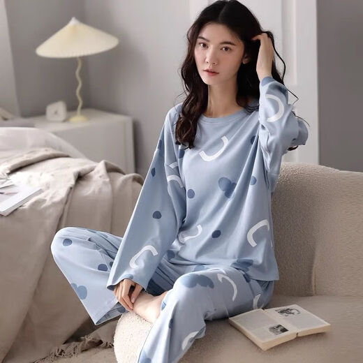 浪莎睡衣女春秋长袖长裤宽松可外穿韩版休闲家居服套装春秋款 长袖长裤套装3889 M 建议80-98斤穿