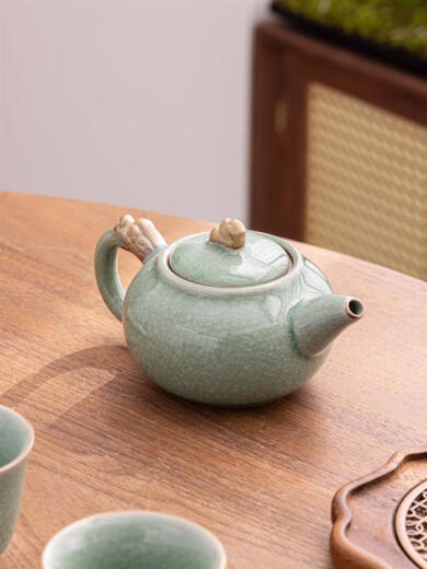 Shantou Lincun Ru Kiln tea set complete set Kung Fu brewing ceramics complete set Ru Kiln Kung Fu tea set with single teapot Yuebai Ru Kiln tea tray 0 pieces 101mL (inclusive)-200mL (inclusive)