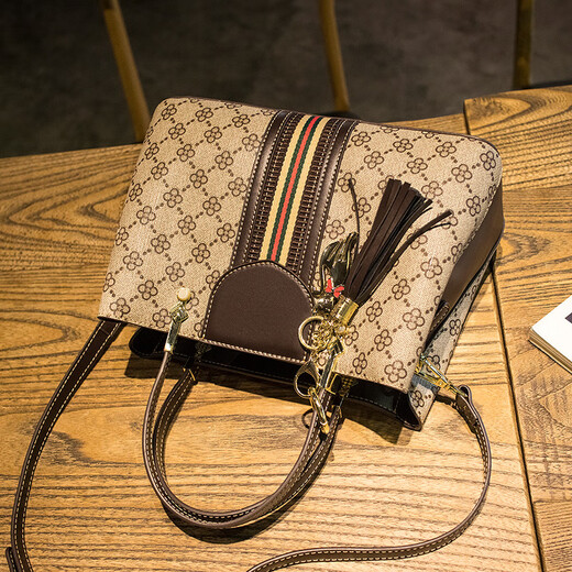 Naibaqi práctico regalo de cumpleaños bolso de mujer bolso de mujer bolso nuevo bolso de hombro estampado bolso cruzado para novia 5625 caja de regalo gris + rosas