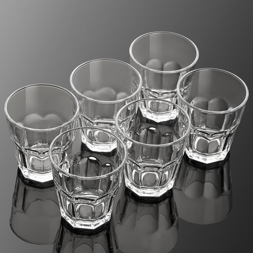 Dinner glass 6-piece beer glass, wine glass, liquor glass, household whiskey glass, water glass set, octagonal cup, 120ml 6-piece octagonal cup