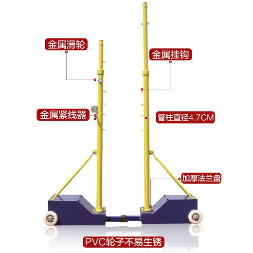 波洛克（BOLUOKE）移动便携羽毛球柱羽毛球网标准室外专用移动拦网支架家用羽毛球网 6.1m 国标羽毛球柱（绿箱款）