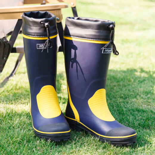 Very popular (JollyWalk) high-top rubber rain boots and water shoes for men, waterproof and non-slip rubber shoes, fishing boots, overshoes, water shoes JW211 blue and yellow 43