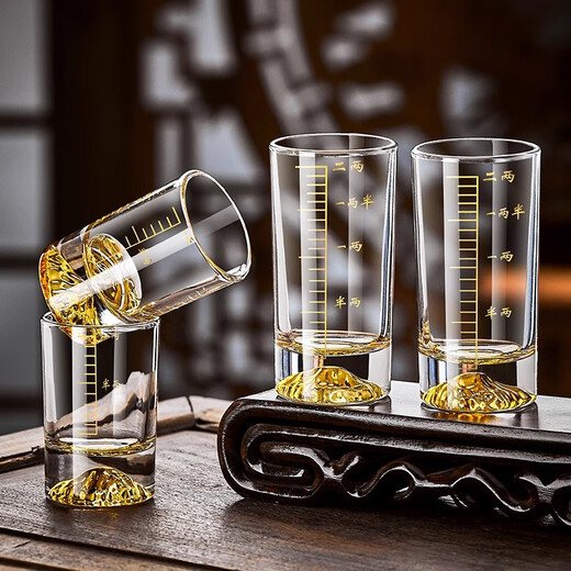 Green apple high-looking Jinshan light luxury white wine glass set crystal wine cup for home hospitality with scale Blue Mountain creative spirit glass Snow Mountain straight up one or two cups 6 pieces