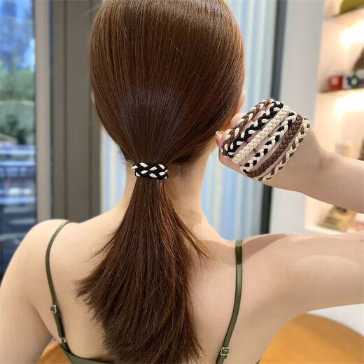 Jieweiyi headband women's high-end large intestine hair band rubber band hair leather case durable high ponytail hair accessories hair rope head accessories BH-FQ117 mixed color 5-piece set