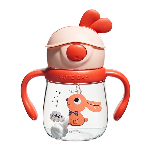 日康水杯 婴儿杯儿童水壶 Tritan带重力球防摔防漏饮水杯子 【望月兔】B1049桃粉 240ml