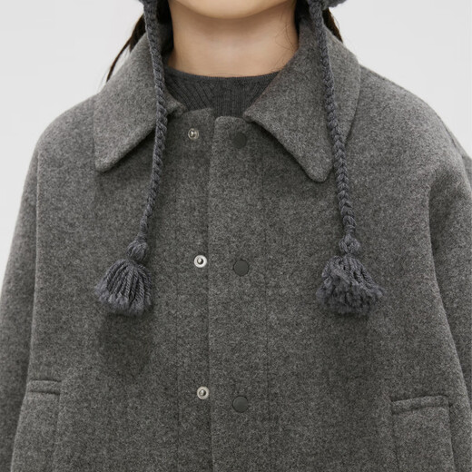Jnby by JNBY Jiangnan Buyi Vêtements pour enfants Manteau d'automne en laine de mouton Veste chaude et douce pour garçons et filles 1N9810440 072 Gris moyen 100 cm