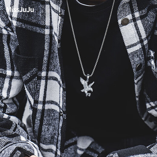 Miss JuJu pt950 platinum pendant men's platinum eagle wings pendant small version pendant 7.3-7.5g + black leather rope