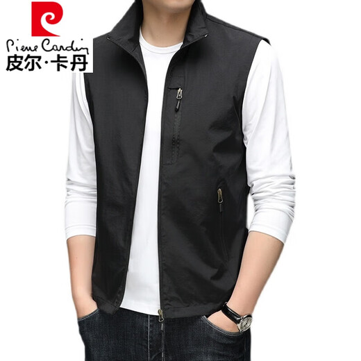 皮尔卡丹（pierre cardin）春秋季新款薄款马甲男商务休闲坎肩夹克户外工装背心中年马夹外套 686卡其 M