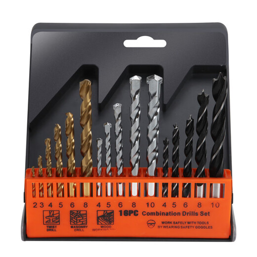 Kraftwell round handle twist drill construction woodworking drill bit metal cement wood plastic concrete drill wall drill bit 16-piece combination drill bit multi-Specifications