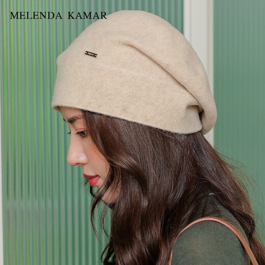 MELENDA KAMAR beret women's autumn and winter Korean style hat warm beanie hat painter's octagonal hat New Year's gift for girls gift box black