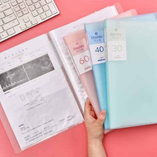 递乐 A4/40页文件夹资料册多层插页档案夹透明乐谱收纳盒分类试卷夹孕检资料夹文件袋 12140湖蓝色 