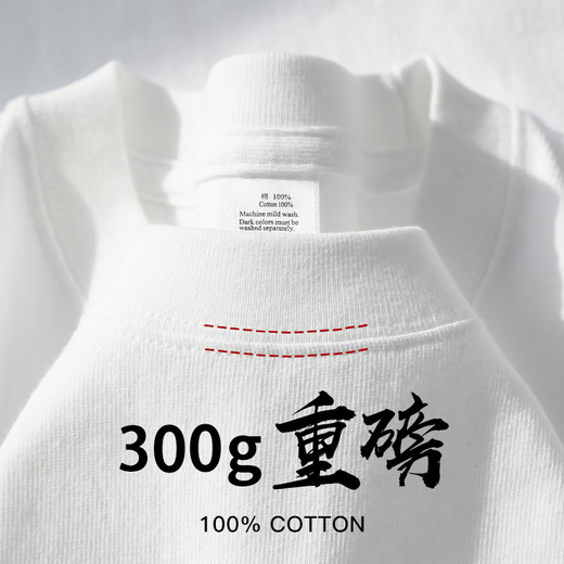 高级灰 300g重磅纯棉T恤厚实不透短袖男女纯色宽松大码打底上衣服 藏青色-300g重磅 3XL建议210-230斤
