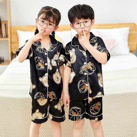 Disney Sommer kurzärmelige Kinder-Pyjamas Eisseide Dünne Sommerjunge Seiden kleines Mädchen Baby Cartoon Home Anzug 679 Junge 170 Größe 8 Empfohlene Höhe 90-105 cm